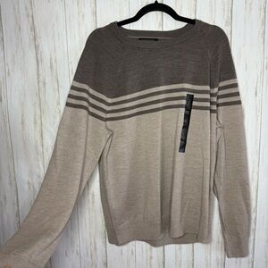 Banana Republic NWT merino wool Taupe Striped Sweater